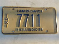 1984 Illinios Taxi License Plate Lincoln Land USA