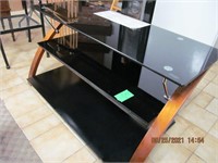 TV STAND BLACK METAL WITH GLASS