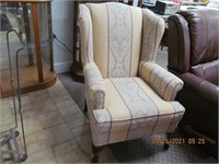 WINGBACK CHAIR CREAM AND PAISLEY