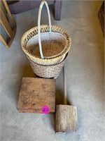 Wood Box, Baskets & Cabbage Stomper