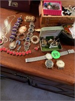 WATCH AND LOT OF COSTUME JEWELRY