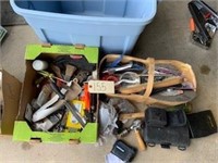 Tote full of angle drill misc tools