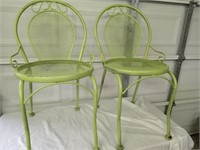 Pair of Vtg Green Metal Patio Chairs