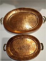 Two Copper & Brass Trays 19" and 14"