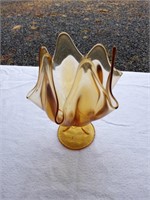 Pretty Amber Glass Vase 7"