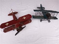 Pair of WW1 Tin Biplanes 12"