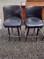 Four Black Leather Bar Chairs