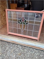 Large!! Stained Glass Vtg Kitchen Window 46x36"