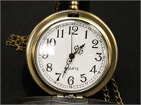 Quartz Pocket Watch w/Southwest Design; w/Chain;