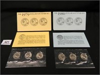 1979 & 1980 Susan B. Anthony Dollar Souvenir Sets;