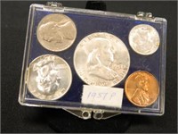 1957-P Coin Set; Half Dollar, Quarter, Dime, Nicke