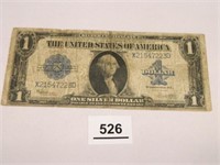 1923 US One Dollar Silver Certificate; Blue Seal;