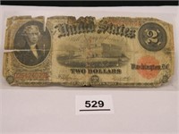 1917 U.S. $2 Bill; Large Note; Red Seal;