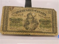 1870 Dominion of Canada Twenty-Five Cent Note/Bill