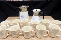 Corning Mugs (11), Beverage Pots (2)