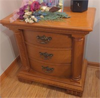 Oak nightstand
 Contents not included
