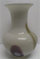 Large 13" Art Glass Vase-Green and purple