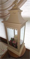 Lantern w/ faux candle and faux flowers