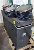 Marching band drums and case