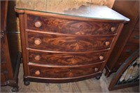 Crotch Mahogany 4 Drawer Bachelor's Chest Inlaid