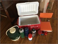 Vintage Camping Cooler, Thermos & More