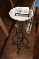 Wrought Iron & Marble Plant Stand