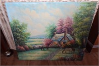 Oil on Canvas Cottage Scene