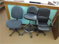 (3) Adjustable office chairs.