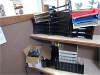 Office desk baskets/sorting files.