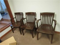 (3)Vintage wood office chairs.