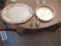 silver plated trays & brass items