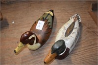2 Decorative Painted Duck Decoys Unmarked