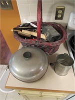 basket w/kitchenware & pot