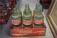 (6) 2 Liter Coke Bottles & Crate