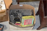 Lunch Box, Old Camera, Binoculars & Etc.