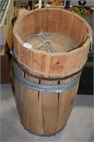 Wooden Keg w/ Plumbing Items & Wooden Feed