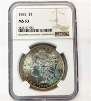 1885 MS 63 Silver Morgan dollar