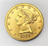 1886S Half Eagle $5 GOLD coin