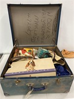Vintage Blue Suitcase With Contents