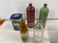 Box Lot inc Bottles & Bushells Tin