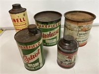 Box Lot Oil Tins Inc Shell, Castrol & Mobil