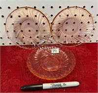 3 PINK DEPRESSION GLASS