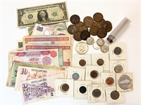 Large lot of various coins & currency