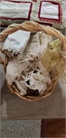 Wicker basket of linens