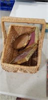 Wicker Basket with Picture Frames