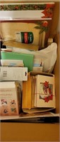 Box of Holiday Greeting Cards and Paper