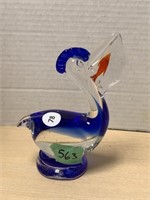 Art glass bird with fish in its mouth