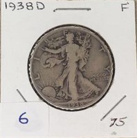 1938D walking Liberty Half, Key Date-Fine