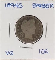 1894S  Barber Quarter VG
