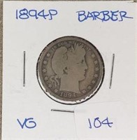 1894P  Barber Quarter VG